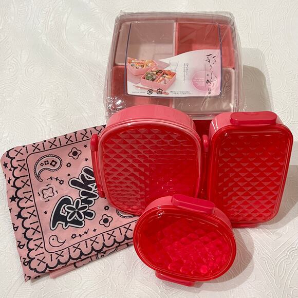 Pink Kawaii Japanese Bento Lunch Container Set 5 Pieces - Picture 1 of 6